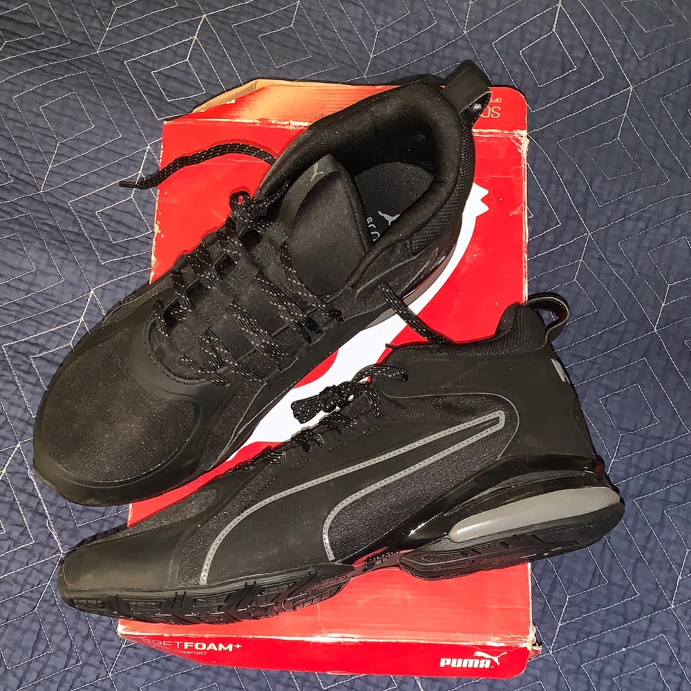 Puma Men's Black Sneakers with Gray Details